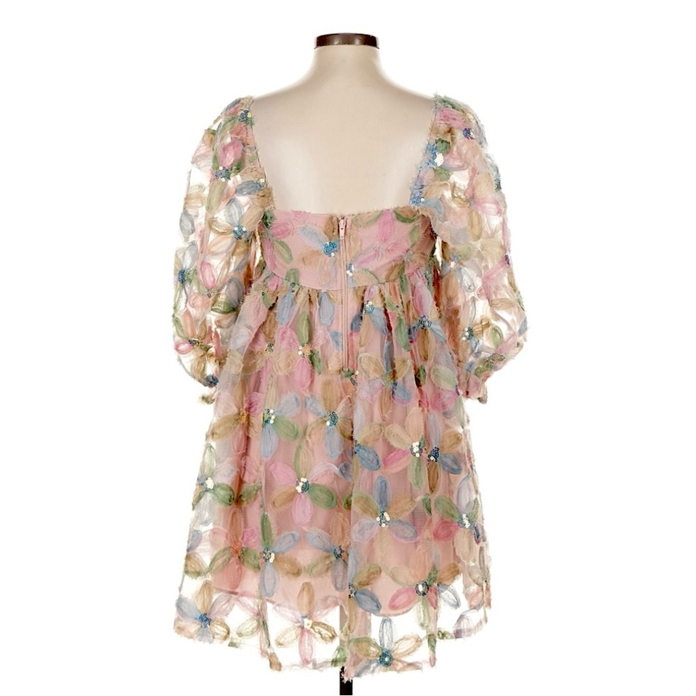 STORIA pastel floral appliqué babydoll dress - Picture 5 of 7
